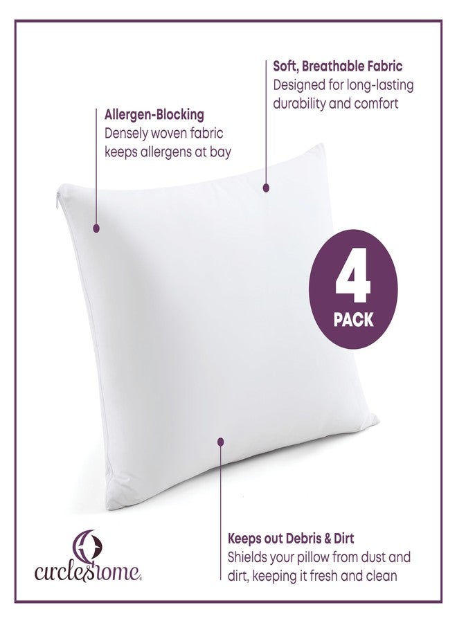 CirclesHome Pillow Protectors 4 Pack Standard Zippered - 100% Cotton Breathable Pillowcases - Protects Pillows from Dirt, Dust and Debri (Standard - Set of 4 - 20x26) - Image 2