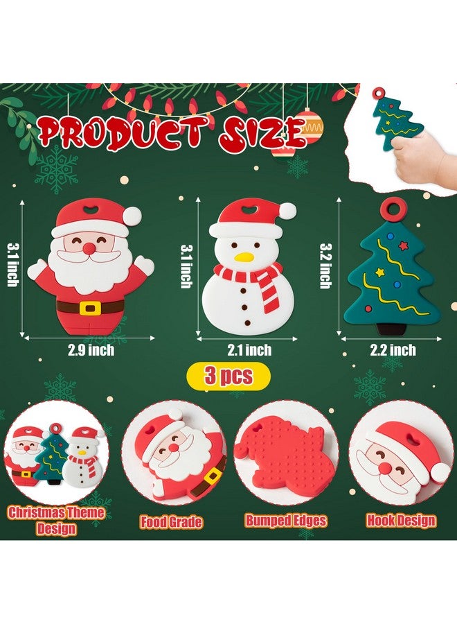 2ooya 3Pcs Christmas Silicone Teething Toys for Babies - First Christmas Soothe Chew Teether for Infants, Soft Snowman Design for Toddlers - Birthday Gifts for Baby Boys and Girls - Image 2
