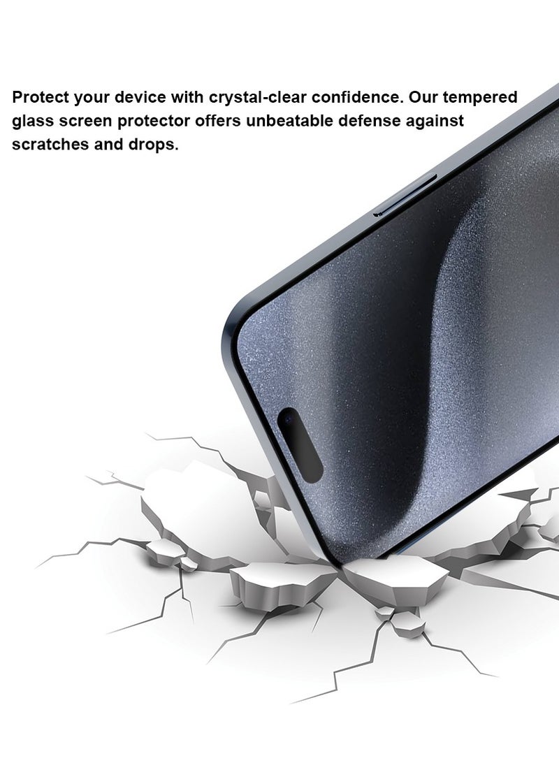 ماكس آند ماكس واقي شاشة iPhone 15 - زجاج مقوى 9H، تغطية كاملة بدرجة عسكرية، مضاد لبصمات الأصابع، وضوح فائق الدقة لهاتف iPhone 15 (6.1 بوصة) - Image 3