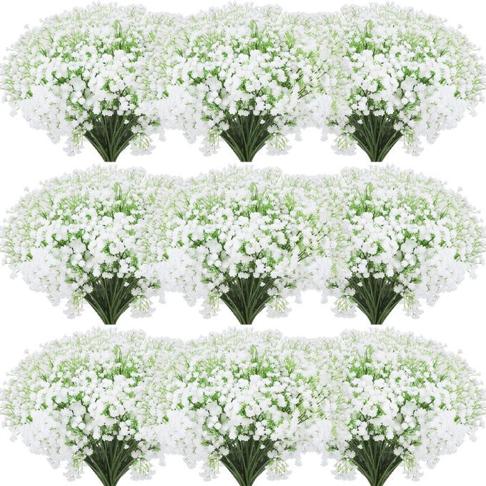 50 PCS ARTIFICIAL BABY BREATH FLOWERS FAKE GYPSOPHILA BOUQUETS 208 INCH FAUX GYPSOPHILA FLOWERS DIY FLORAL BOUQUETS FOR ARRANGEMENT WREATH WEDDING PARTY DECOR WHITE
