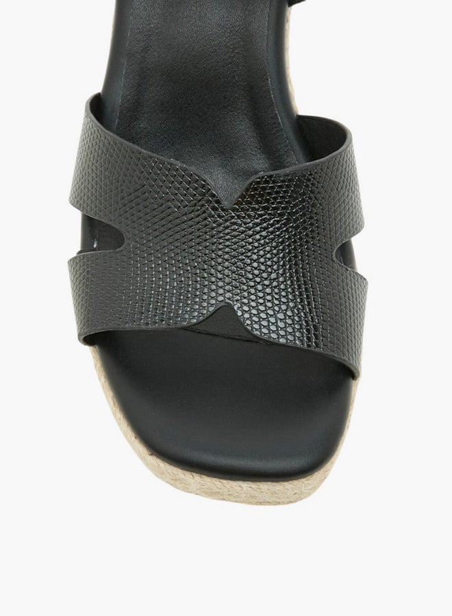 Paprika Women's Textured Wedge Heeled Sandals with Buckle Closure  - Image 4