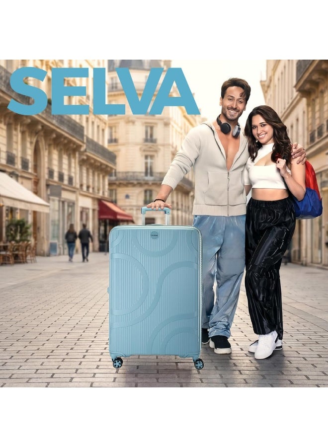 KAMILIANT by American Tourister Selva Medium Check-in Trolley Bag 69cm, Hard Case PP Suitcase with 8-Wheel Spinner & Combination Lock, Stone Blue - Image 1