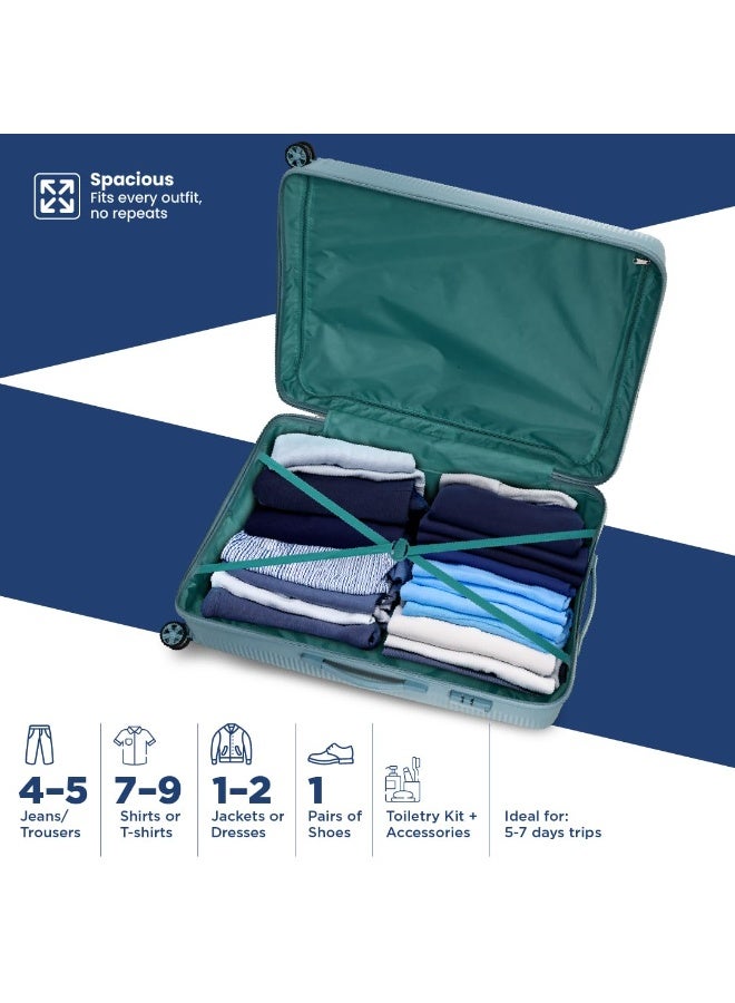 KAMILIANT by American Tourister Selva Medium Check-in Trolley Bag 69cm, Hard Case PP Suitcase with 8-Wheel Spinner & Combination Lock, Stone Blue - Image 3