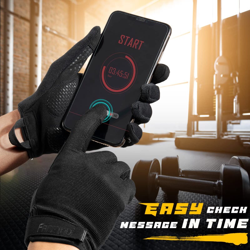 FREETOO Full-Finger Workout Gloves for Men, Padded Gym Gloves with Excellent Grip and Palm Protection, Touch Screen Friendly - Image 5