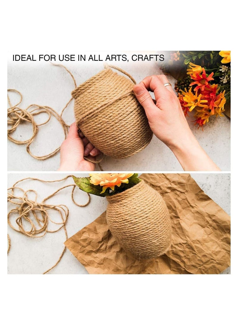 SYOSI 333 Feet Jute Rope 3mm Natural Thick Jute Twine String for Floristry Gifts Wrapping DIY Arts Crafts Decoration Bundling Gardening and Recycling - Image 3