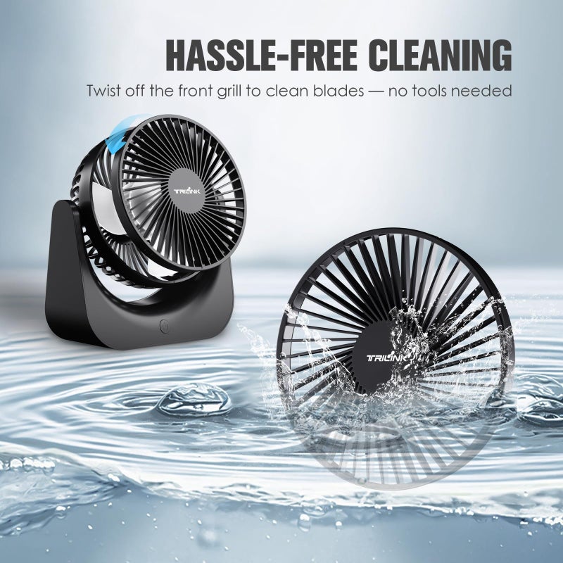 TRILINK Small USB Desk Fan â€“ 5-Speed Mini Table Fan with Adjustable Tilt, Ultra Quiet, USB Powered, Portable Cooling Fan for Home, Desktop, Bedroom, Bed, Office, Travel, and Camping (Black) - Image 5
