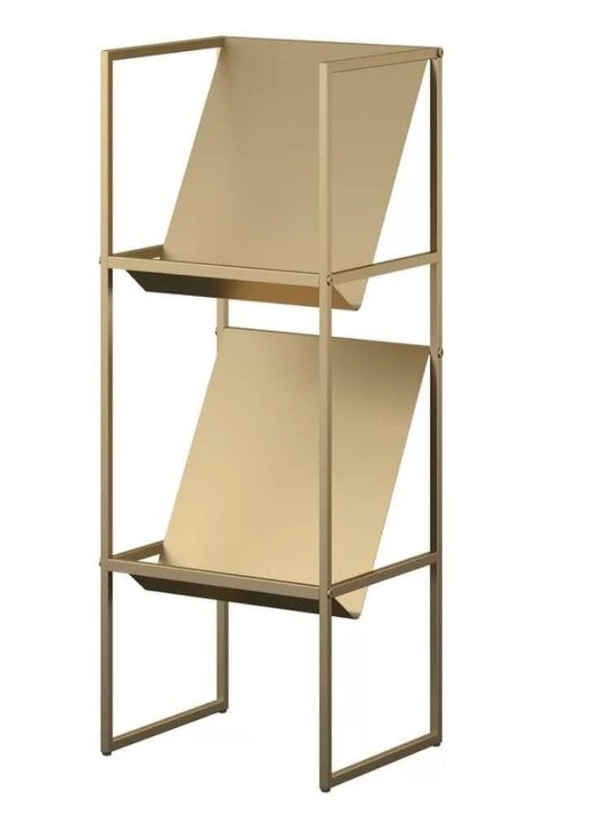 OGFC 25025 Classic 2-Tier Vinyl Record Storage Rack, Vinyl Record Shelf, LP Storage Shelf, Record Holder for Albums, Large Capacity Vinyl Record Display Stand - Golden - Image 1