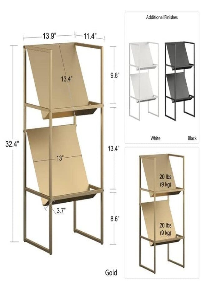 OGFC 25025 Classic 2-Tier Vinyl Record Storage Rack, Vinyl Record Shelf, LP Storage Shelf, Record Holder for Albums, Large Capacity Vinyl Record Display Stand - Golden - Image 3