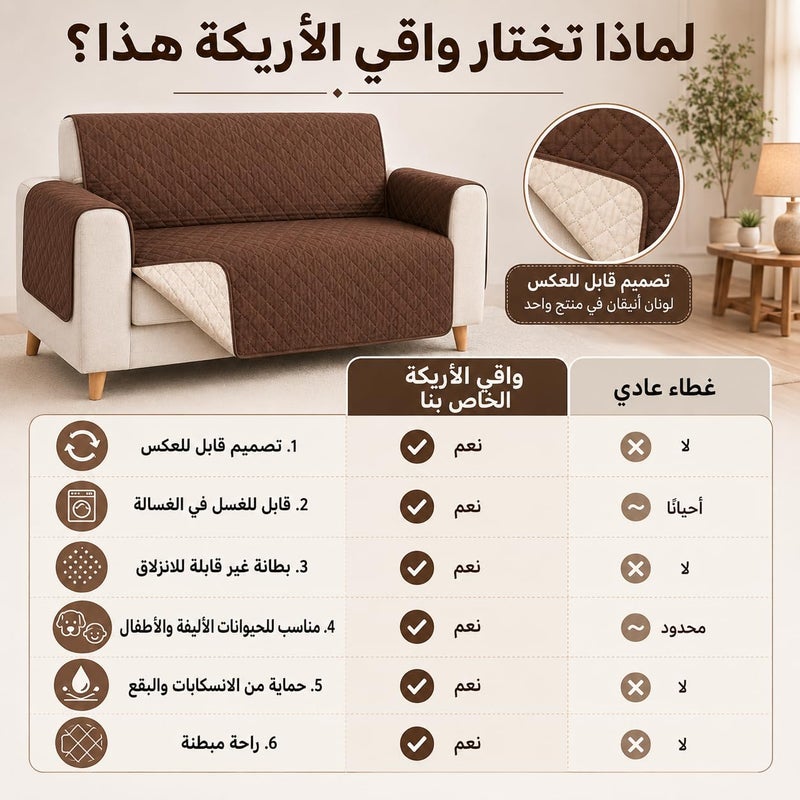 Sofa Cover for 2 Seater Loveseat, Reversible Washable Couch Protector Slipcover for Spills, Pet Hair and Scratches, Polyester Furniture Cover, SB-279, Brown - Image 4