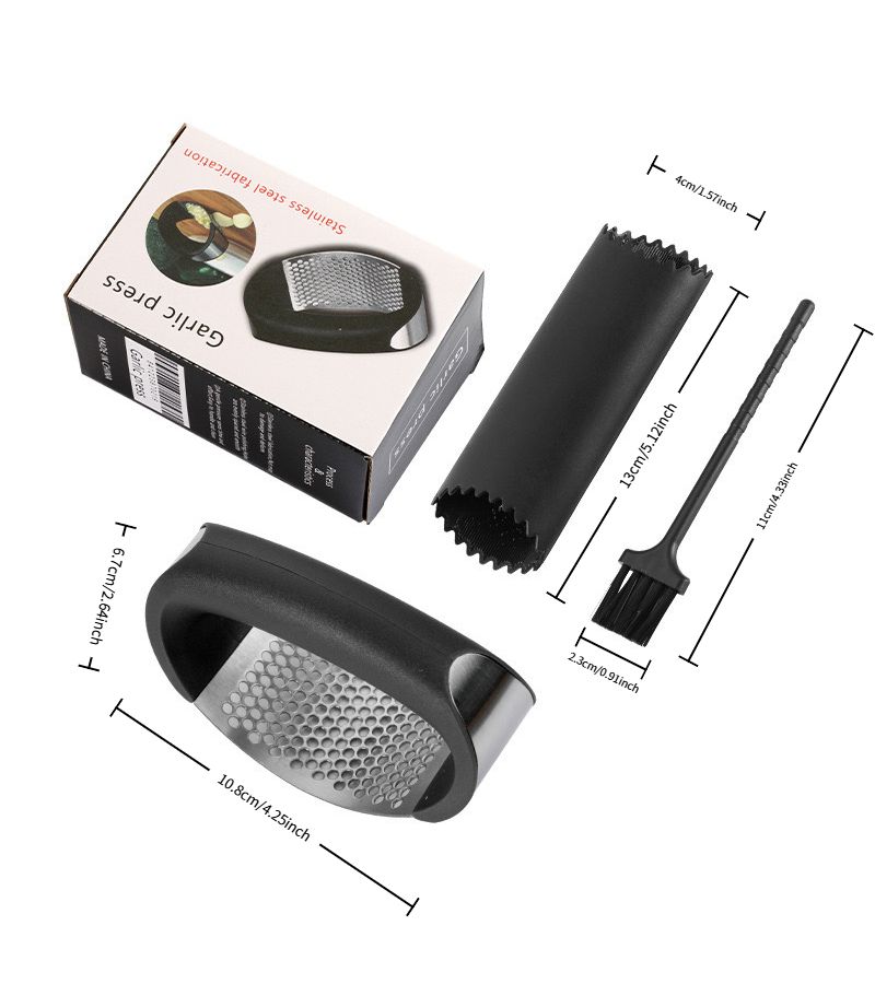 One Piece Three Piece Set Circular Arc Garlic Press Stainless Steel Ergonomic Soft Handle Easy To Squeeze And Clean Sturdy Durable Professional Kitchen Supplies - Image 4