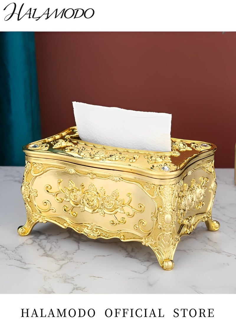 HALAMODO Luxurious Rose Tissue Box Vintage Tissue Box Holder Napkin Box Cover Paper Holder with Elegant Design Made of High-quality Acrylic ABS for Car Home Kitchen Table Bedroom Bar Toilet Bath - Image 2