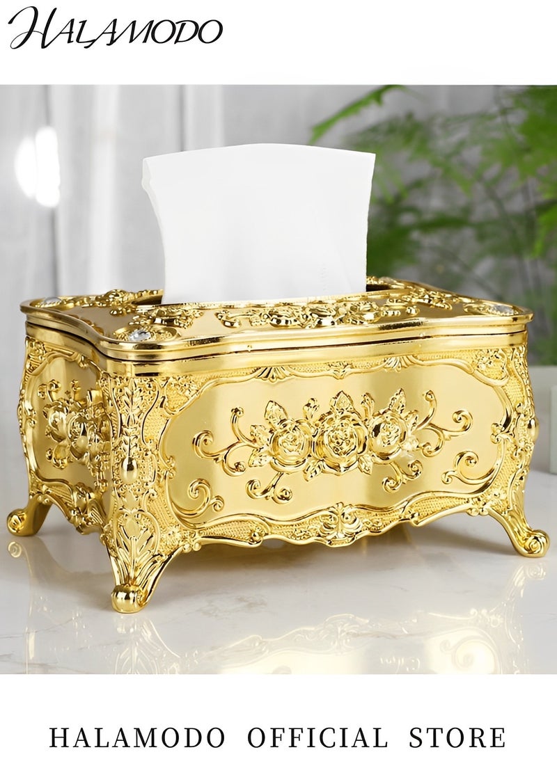 HALAMODO Luxurious Rose Tissue Box Vintage Tissue Box Holder Napkin Box Cover Paper Holder with Elegant Design Made of High-quality Acrylic ABS for Car Home Kitchen Table Bedroom Bar Toilet Bath - Image 3