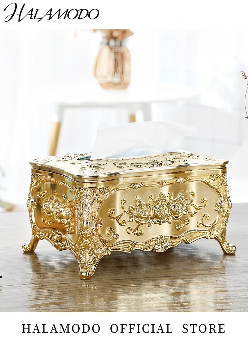 HALAMODO Luxurious Rose Tissue Box Vintage Tissue Box Holder Napkin Box Cover Paper Holder with Elegant Design Made of High-quality Acrylic ABS for Car Home Kitchen Table Bedroom Bar Toilet Bath - Image 4