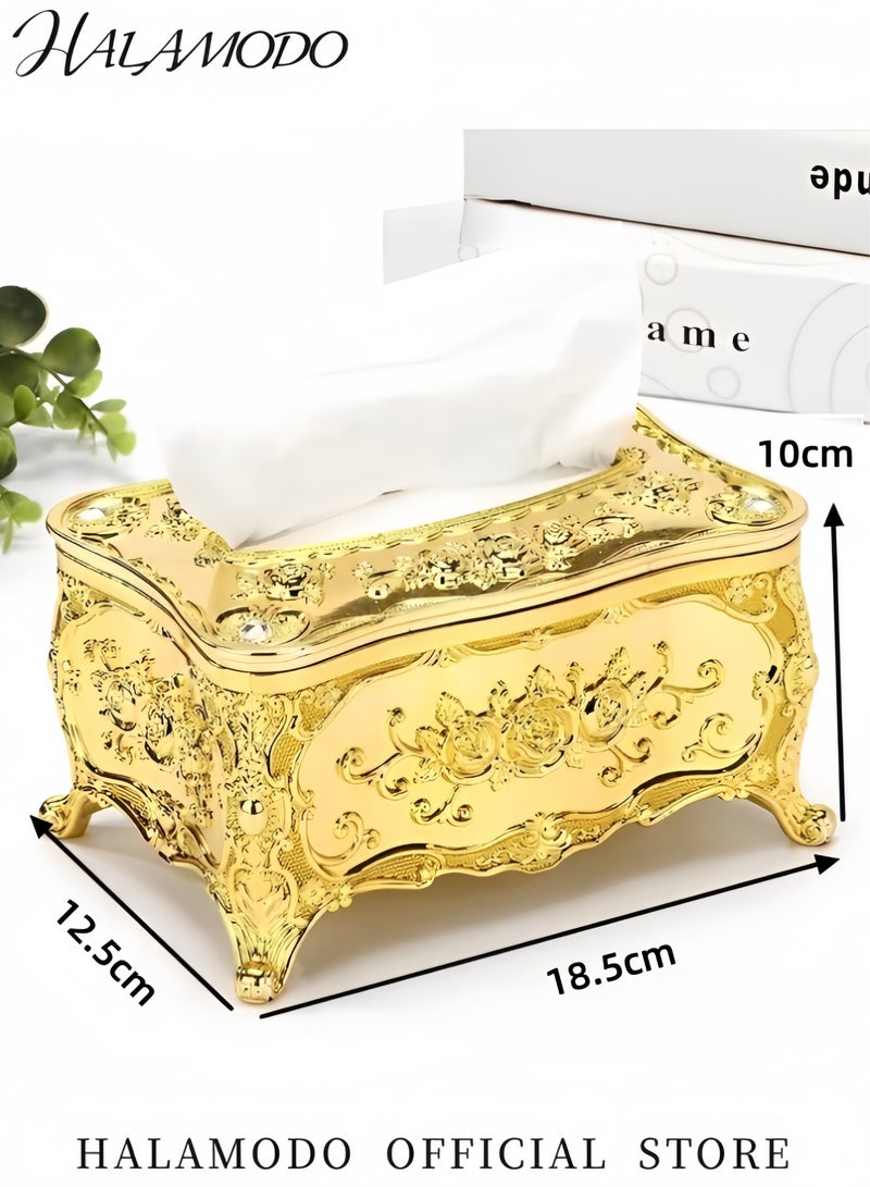HALAMODO Luxurious Rose Tissue Box Vintage Tissue Box Holder Napkin Box Cover Paper Holder with Elegant Design Made of High-quality Acrylic ABS for Car Home Kitchen Table Bedroom Bar Toilet Bath - Image 5