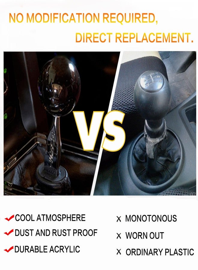 YIUIY Round Ball Shift Knob Universal Gear Shift Knob 5 6 Speed for Manual Automatic Vehicles with Adapters (Pure Black) - Image 3
