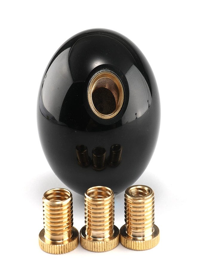 YIUIY Round Ball Shift Knob Universal Gear Shift Knob 5 6 Speed for Manual Automatic Vehicles with Adapters (Pure Black) - Image 1
