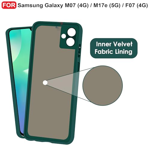 CEDO Back Cover for Samsung Galaxy M07 (4G)/ M17e (5G)/ F07 (4G) | Camera Bump Protection & Inner Velvet Fabric Lining | Ultra Slim Matte Soft Rubberised Case Cover (Green) - Image 4