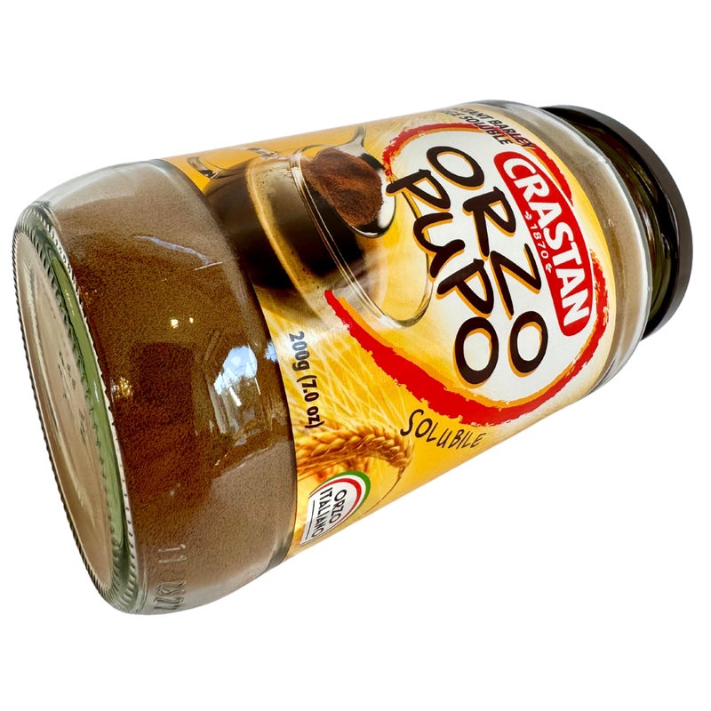 Crastan 1870 Instant Barley Coffee Substitute 7.05 oz. (200g) Roasted Ground Barley - Orzo Pupo Jar - Grain Coffee Substitute - Orzo Solubile - Mugicha, Boricha, Damaicha, Cevada - Tea Beverage - Image 4