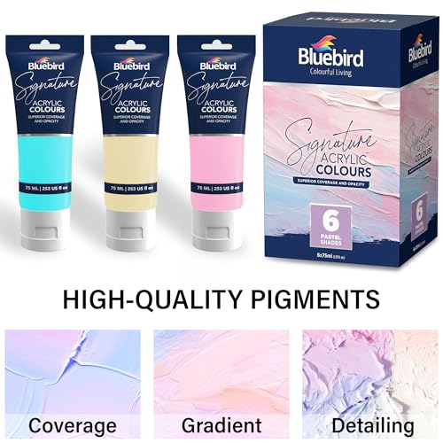 BLUEBIRD Signature Acrylic Paint Set, Pastel Colors, 6-Pack 2.5 Fl Oz each, Professional Acrylic Paints For Professionals, Adults, & Artists - Image 3