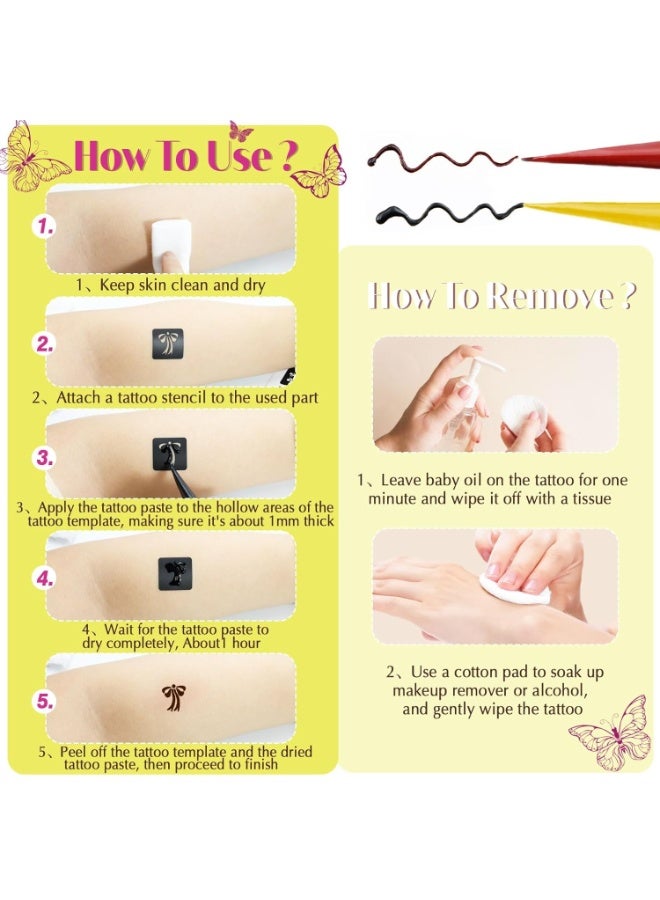 1 Sheet Henna Tattoo Stencils Temporary Stickers Reusable Body Art Templates Collection for Women Kids Adults Premium Self-Adhesive Design Kit Arabic Indian Festival Wedding Party Body Paint Includes Rose, Butterflies, Scorpion, Dragon, Fairy, Crescent Moon, and Floral Vine for Flawless Instant Beauty. - Image 5