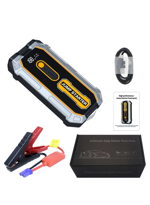 12800mAh car emergency start power supply, 12V car battery emergency start power supply, with forced start button and USB 10W output, large LCD display screen, 600 flow light, battery charger, car battery charger, battery booster emergency start power supply, portable car battery, car portable battery, emergency start capacitor, mobile power car starter