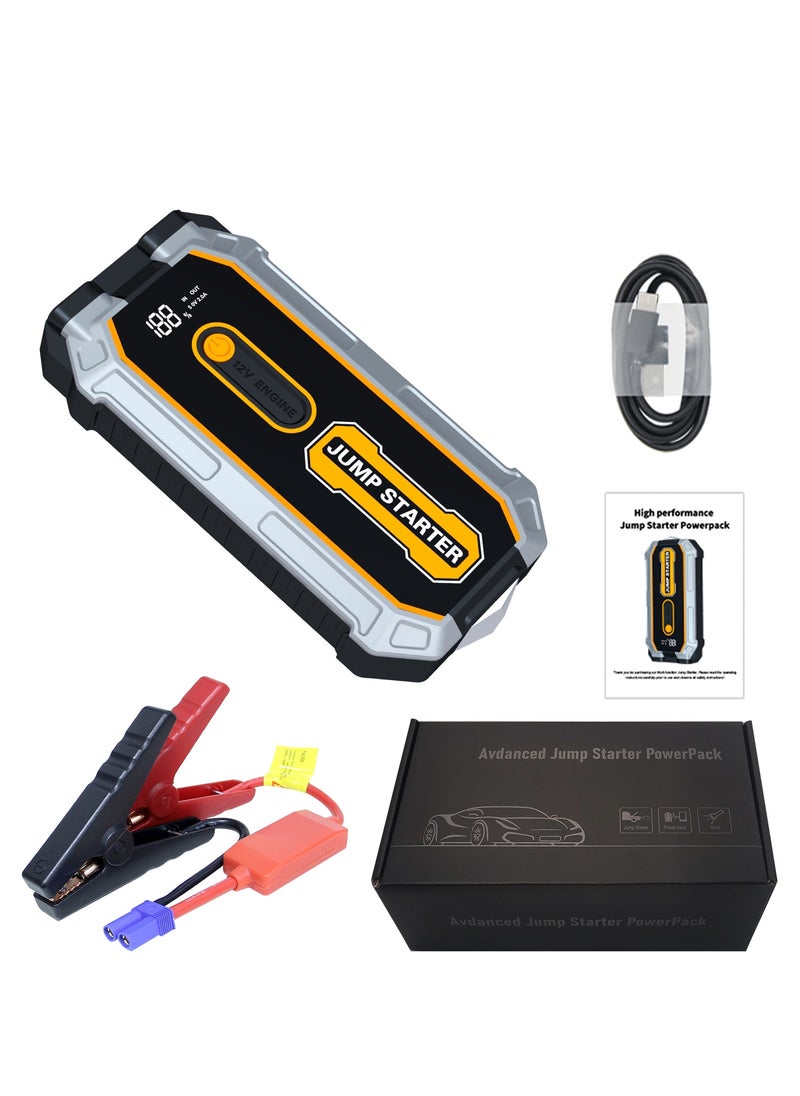 Luttec 12800mAh car emergency start power supply, 12V car battery emergency start power supply, with forced start button and USB 10W output, large LCD display screen, 600 flow light, battery charger, car battery charger, battery booster emergency start power supply, portable car battery, car portable battery, emergency start capacitor, mobile power car starter  - Image 1