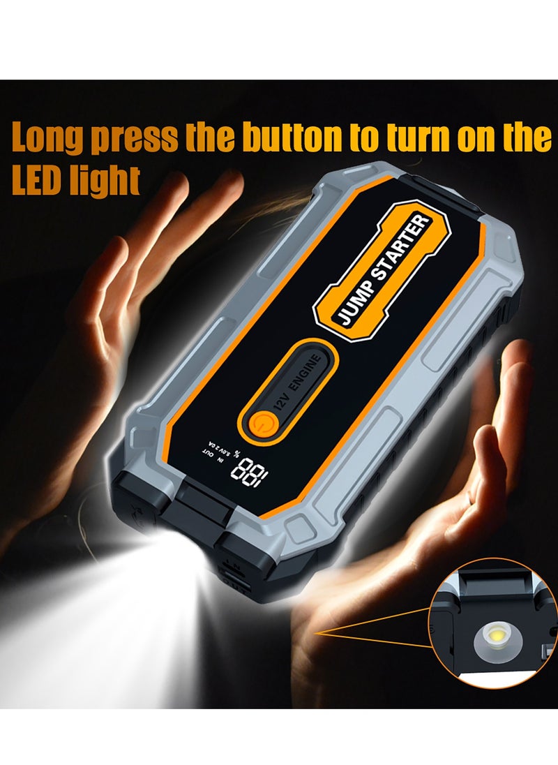 Luttec 12800mAh car emergency start power supply, 12V car battery emergency start power supply, with forced start button and USB 10W output, large LCD display screen, 600 flow light, battery charger, car battery charger, battery booster emergency start power supply, portable car battery, car portable battery, emergency start capacitor, mobile power car starter  - Image 3