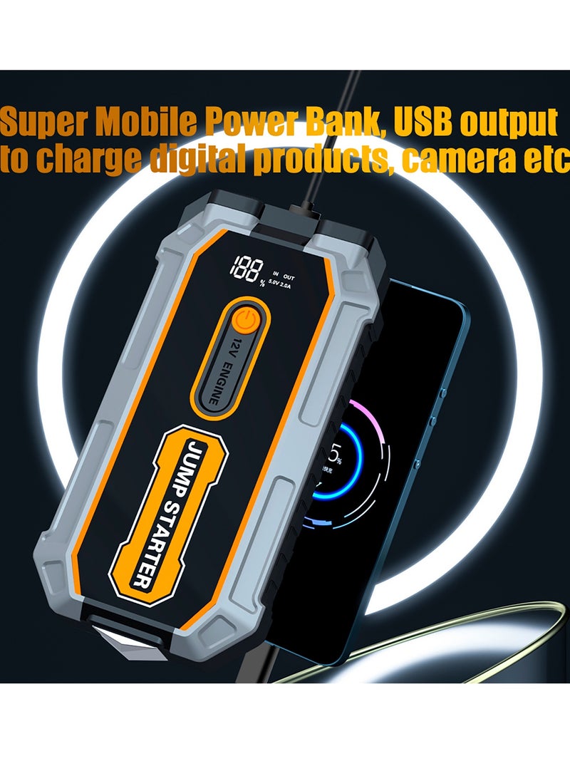 Luttec 12800mAh car emergency start power supply, 12V car battery emergency start power supply, with forced start button and USB 10W output, large LCD display screen, 600 flow light, battery charger, car battery charger, battery booster emergency start power supply, portable car battery, car portable battery, emergency start capacitor, mobile power car starter  - Image 5