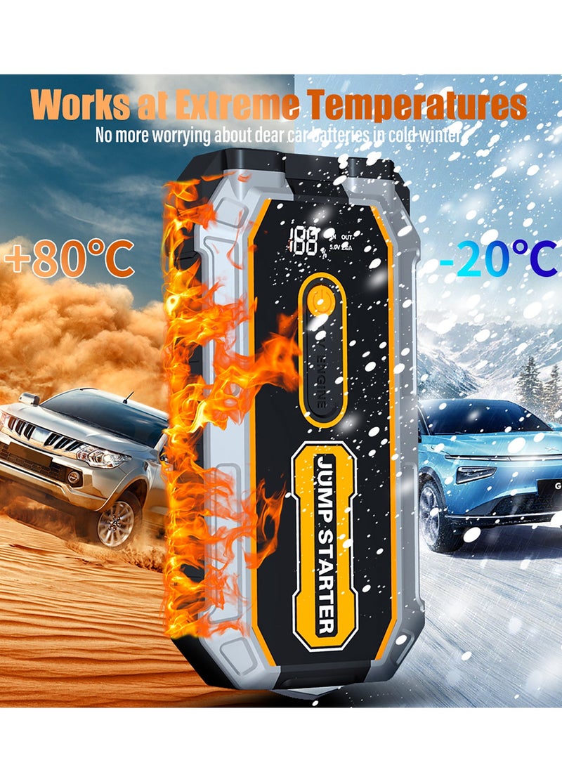 Luttec - 12800mAh car emergency start power supply, 12V car battery emergency start power supply, with forced start button and USB 10W output, large LCD display screen, 600 flow light, battery charger, car battery charger, battery booster emergency start power supply, portable car battery, car portable battery, emergency start capacitor, mobile power car starter - Image 1