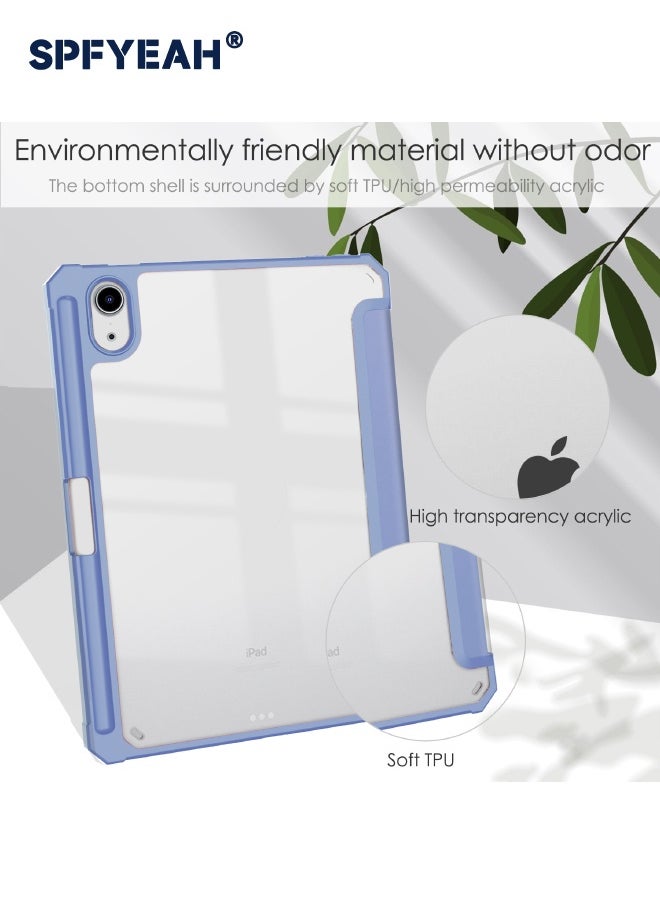 iPad Mini 7 (7th Gen, 2024) / iPad Mini 6 (6th Gen, 2021) Case, Flip Hybrid Slim Case with Trifold Stand Pencil Holder, Auto Wake Sleep, Smart Magnetic Cover Clear Acrylic Back Shockproof Case for iPad Mini 7/6 8.3inch, Light Purple