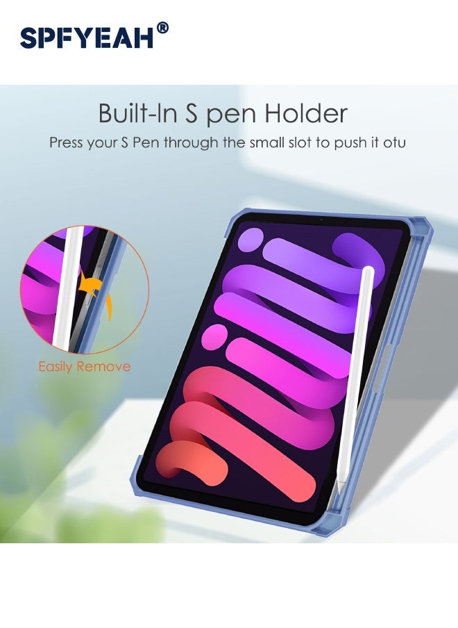 iPad Mini 7 (7th Gen, 2024) / iPad Mini 6 (6th Gen, 2021) Case, Flip Hybrid Slim Case with Trifold Stand Pencil Holder, Auto Wake Sleep, Smart Magnetic Cover Clear Acrylic Back Shockproof Case for iPad Mini 7/6 8.3inch, Light Purple