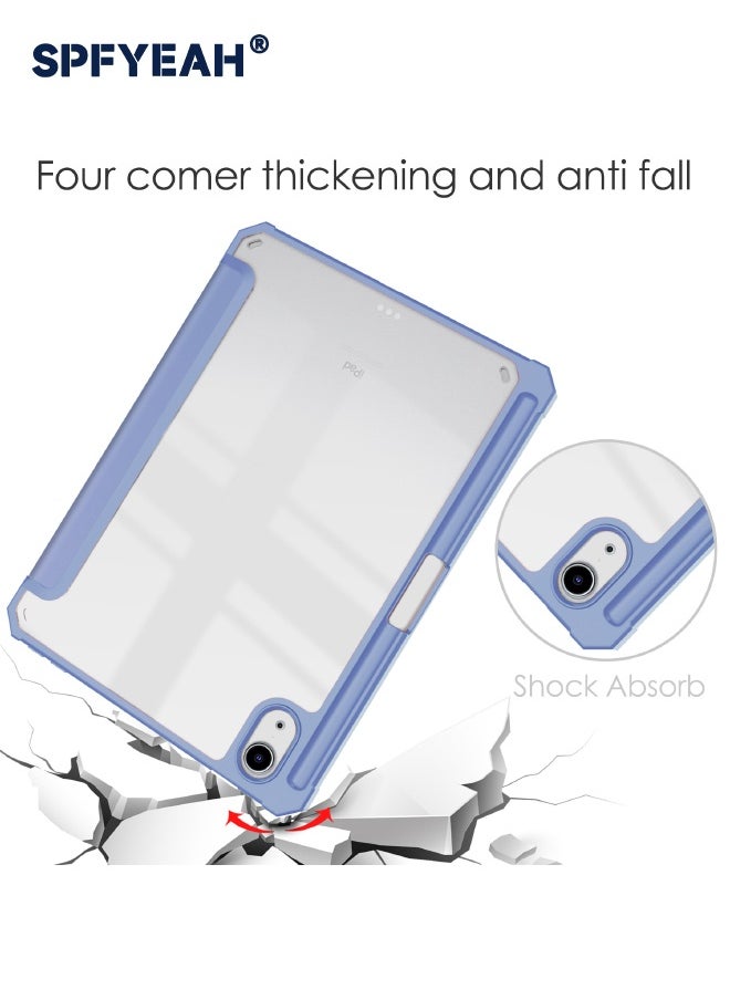 iPad Mini 7 (7th Gen, 2024) / iPad Mini 6 (6th Gen, 2021) Case, Flip Hybrid Slim Case with Trifold Stand Pencil Holder, Auto Wake Sleep, Smart Magnetic Cover Clear Acrylic Back Shockproof Case for iPad Mini 7/6 8.3inch, Light Purple
