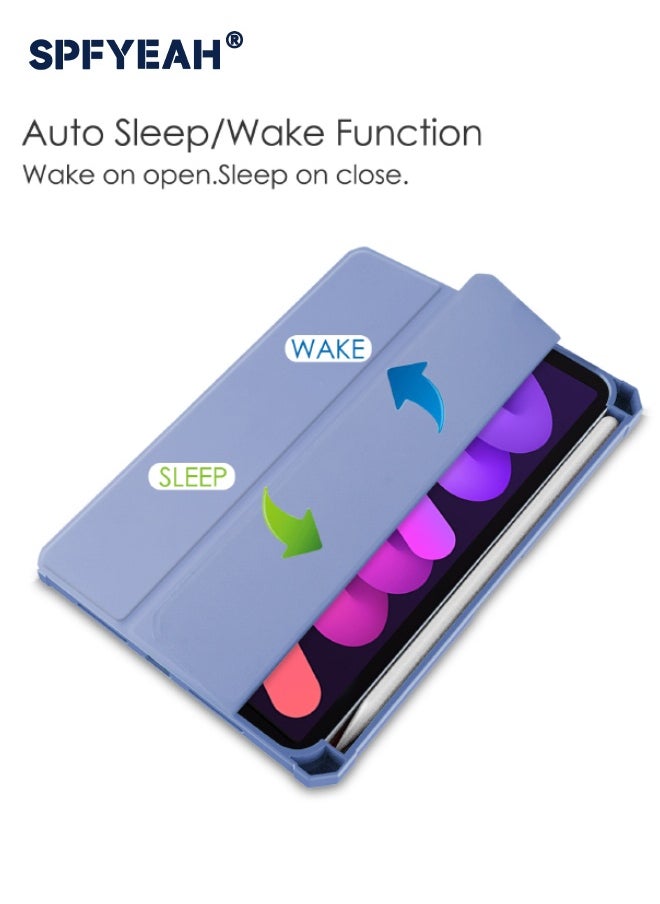 iPad Mini 7 (7th Gen, 2024) / iPad Mini 6 (6th Gen, 2021) Case, Flip Hybrid Slim Case with Trifold Stand Pencil Holder, Auto Wake Sleep, Smart Magnetic Cover Clear Acrylic Back Shockproof Case for iPad Mini 7/6 8.3inch, Light Purple