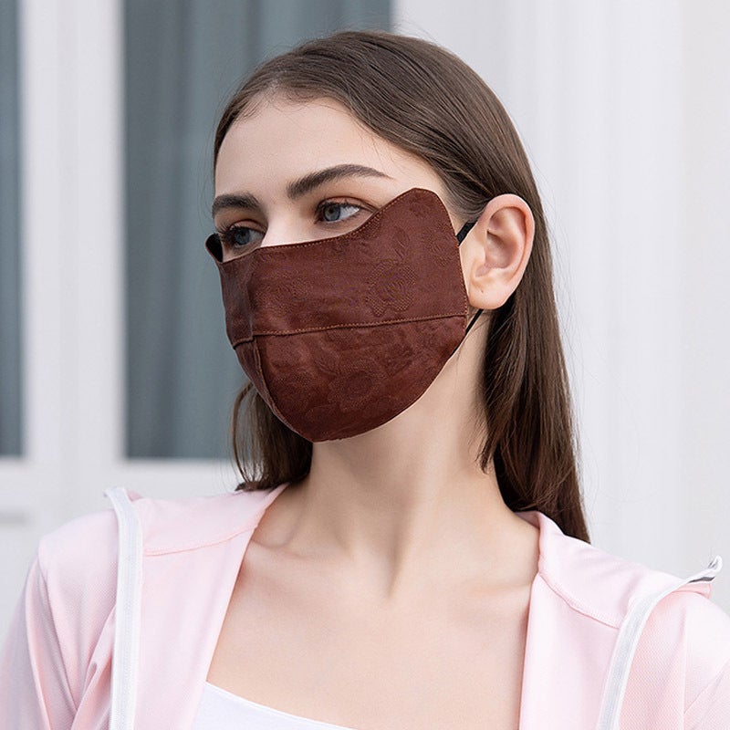 Luxury Silk Face Mask Adjustable Breathable Red Flower Red Flower