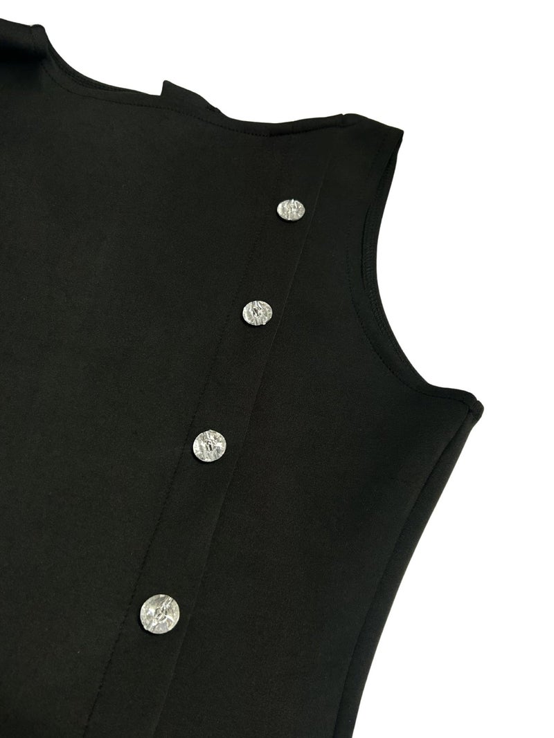 OUTZIDR Black Peplum Top With Embellished Buttons - Image 5