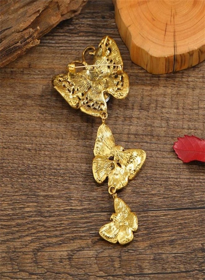 ulricar Crystal Rhinestone Butterfly Brooches For Women Pretty 3 Butterfly Insects Party Casual Brooch Lapel Pins Elegant Dress Accessories Wedding Christmas Birthday Jewelry Gift,Blue - Image 4