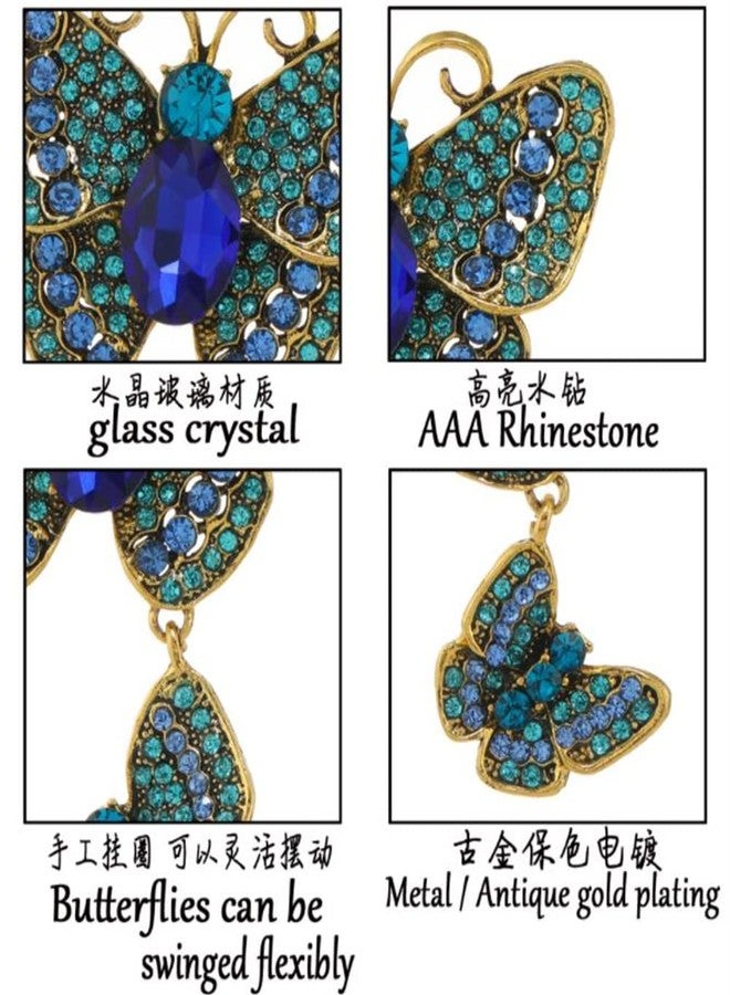 ulricar Crystal Rhinestone Butterfly Brooches For Women Pretty 3 Butterfly Insects Party Casual Brooch Lapel Pins Elegant Dress Accessories Wedding Christmas Birthday Jewelry Gift,Blue - Image 5