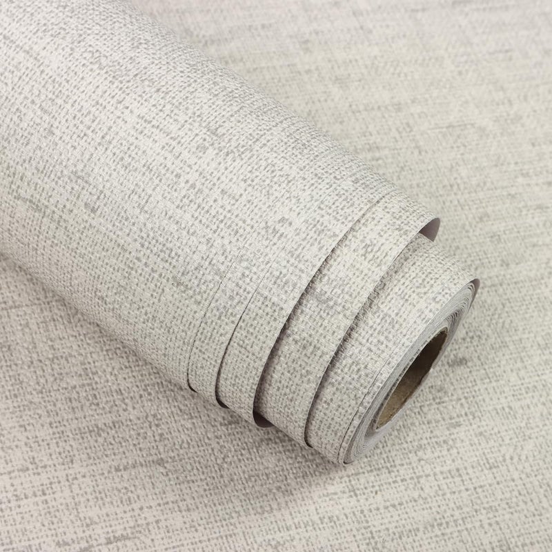 lenify Grasscloth Peel and Stick Wallpaper Beige and Gray Contact Paper 15.7inch x 118.1inch Textured Vintage Faux Linen Contact Paper Self Adhesive Removable Decorative Wallpaper for Cabinets - Image 1