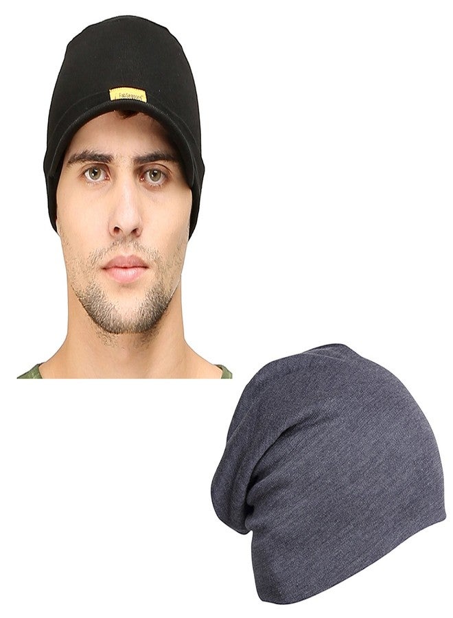 FabSeasons Combo Pack of 2, Skull Cap and Beanie Cap of Cotton - Image 1