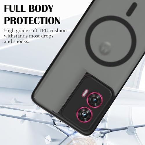 MAGICHUB Hybrid Shockproof Back Cover Case for Motorola Moto Edge 50 Fusion 5G / Motorola Moto G96 5G| Hard Back Cover Case (PC & TPU, MagSafe Compatible, Translucent Smoke Matte Back, Black Sides) - Image 3