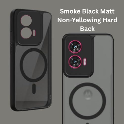 MAGICHUB Hybrid Shockproof Back Cover Case for Motorola Moto Edge 50 Fusion 5G / Motorola Moto G96 5G| Hard Back Cover Case (PC & TPU, MagSafe Compatible, Translucent Smoke Matte Back, Black Sides) - Image 5