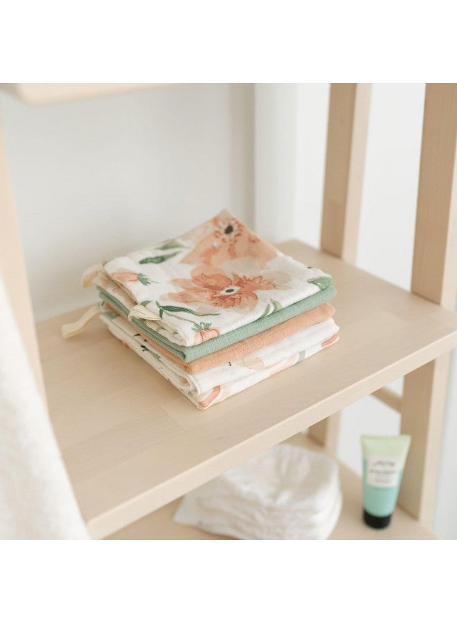 Crane BABY مجموعة مناشف استحمام للأطفال بزهور وردية من كرين - 5 مناشف ناعمة 100% قطن موسلين للمواليد الجدد - Image 5