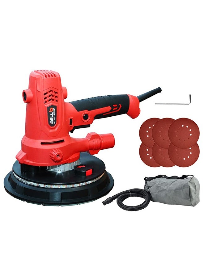 آي بيل - آلة صنفرة الجدران الجافة iBELL DS80-70، 800 واط، محرك نحاسي، 1200-2300 دورة في الدقيقة، تحكم في السرعة المتغيرة، ميزة قفل المفتاح، مكنسة كهربائية ذات 8 فتحات وإضاءة LED - Image 1