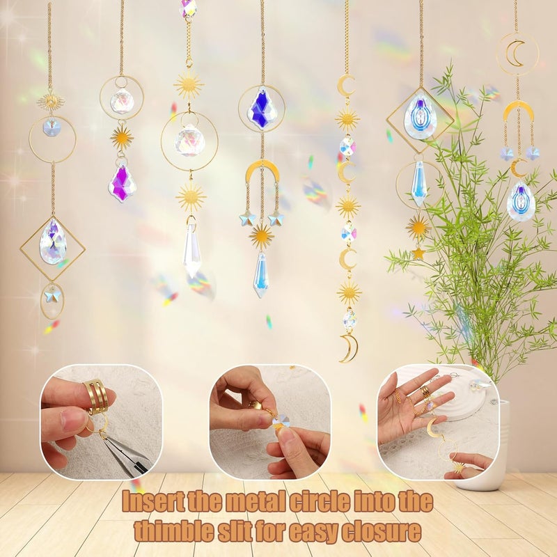 PEUTIER 215pcs DIY Sun Catchers Making Kits, Hanging Crystal Pendant Light Catchers for Window Stained Glass Craft Rainbow Maker Supplies Decoration for Home Outdoor Indoor - Image 4