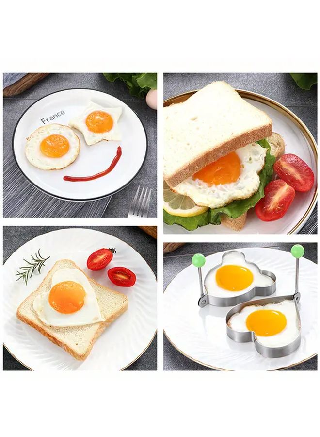 5 قطع من قوالب البيض والب pancakes من الفولاذ المقاوم للصدأ، أشكال عشوائية، غير كهربائية، سهلة التحضير للوجبات - Image 4