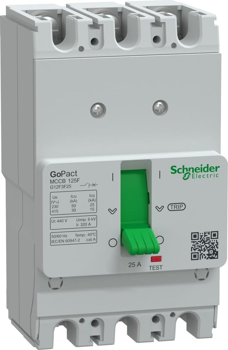Schneider ,gopact 25A Fixed 3p Thermal Magnetic Switch 30KA,G12F3F25 