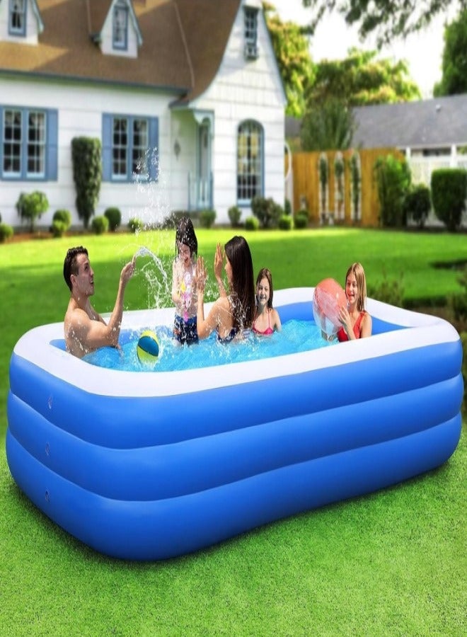 RATSAW Inflatable Swimming Pool for Kids and Adults 150 x 105 x 55cm Thickened Blow Up Family Swimming Kiddie Pool for Garden Backyard Family Summer Water Party - Image 1
