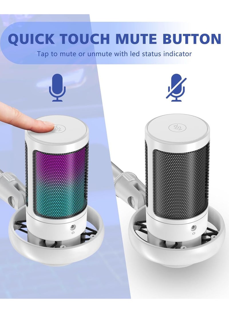 AROAQ RGB Gaming Microphone for PC/PS5 with Volume Controlling, Pop Filter, Gaming Mic with Quick Mute, Condenser Podcast Microphone for Streaming Twitch/Discord/YouTube - Image 5