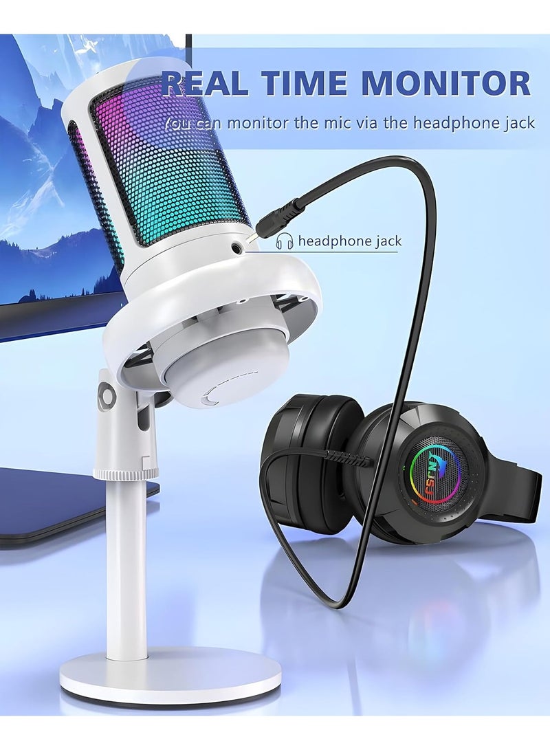 AROAQ RGB Gaming Microphone for PC/PS5 with Volume Controlling, Pop Filter, Gaming Mic with Quick Mute, Condenser Podcast Microphone for Streaming Twitch/Discord/YouTube - Image 3