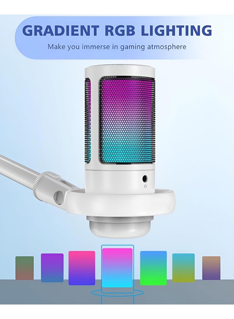 AROAQ RGB Gaming Microphone for PC/PS5 with Volume Controlling, Pop Filter, Gaming Mic with Quick Mute, Condenser Podcast Microphone for Streaming Twitch/Discord/YouTube - Image 4